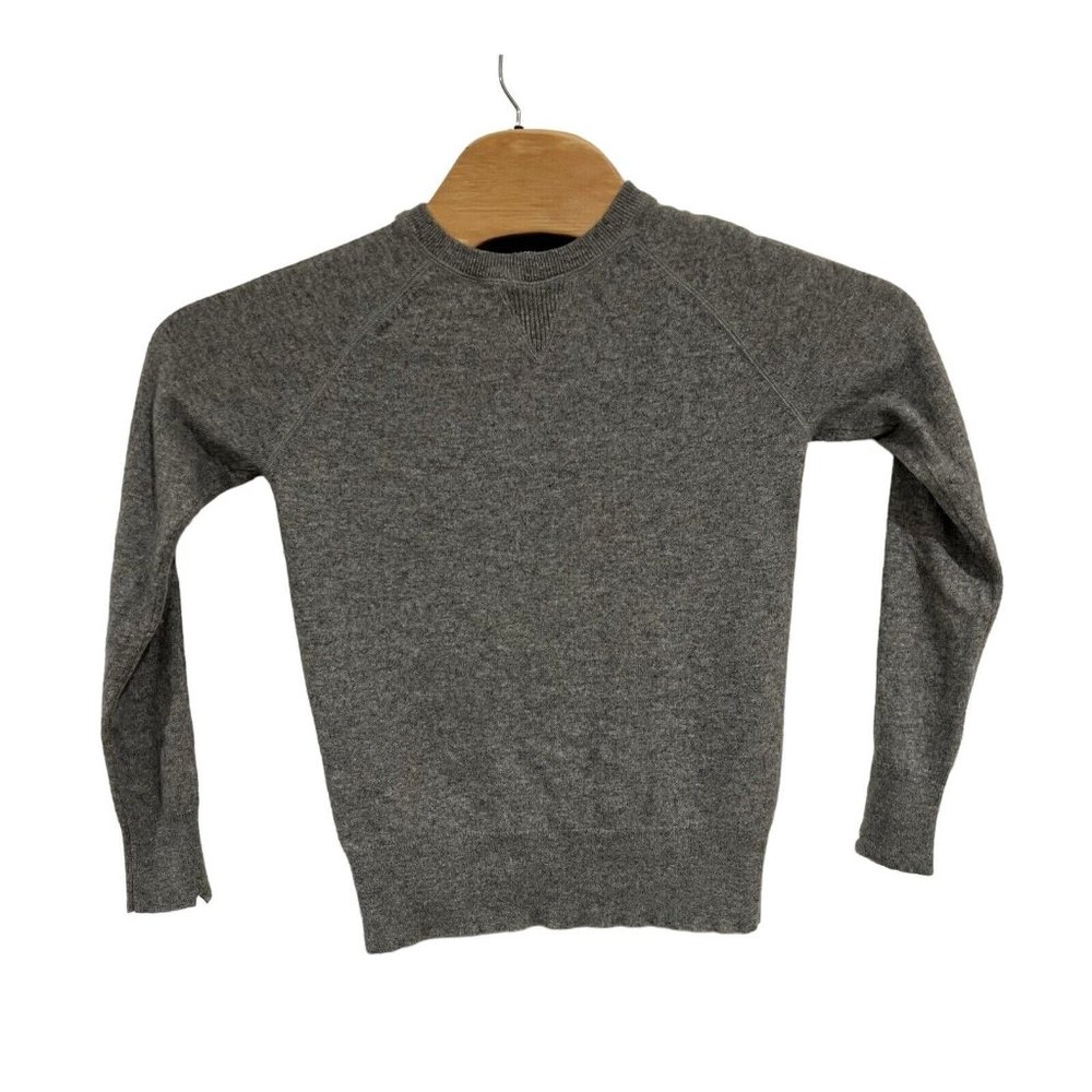 Theory Gray Athletic Stripe Crew Long Sleeve Cashmere Sweater Jumper Size P ECU